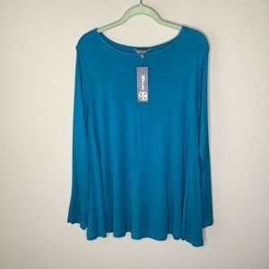 Daisy Fuentes LS Top, Teal 2X